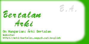 bertalan arki business card
